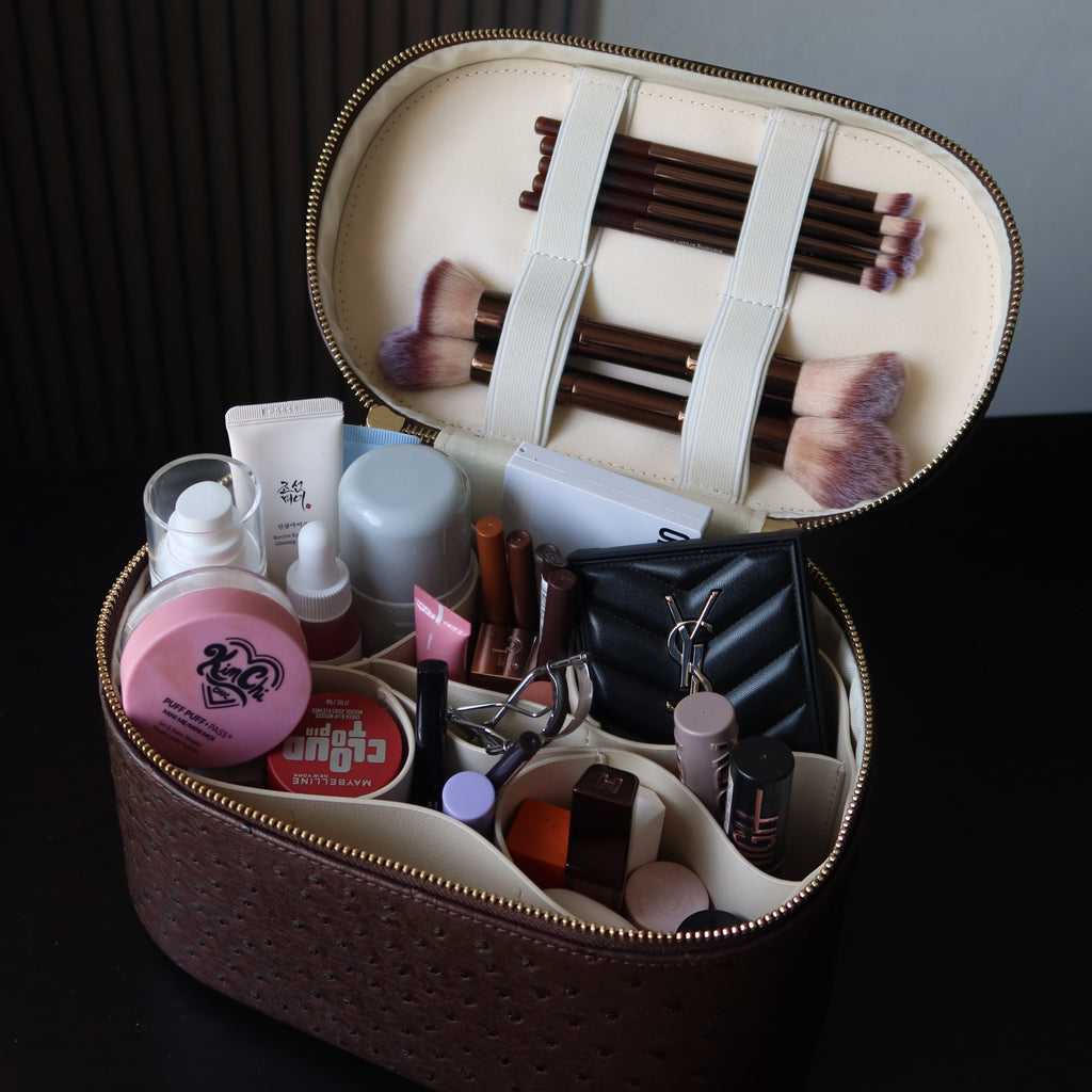 Ostrich Vanity Case – Travel Makeup Bag | Clove PIQUÉ CASES