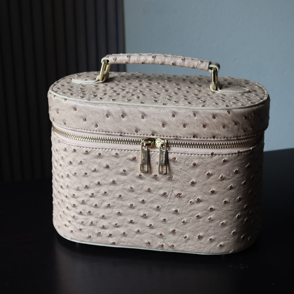Ostrich Vanity Case – Travel Makeup Bag | Chai PIQUÉ CASES