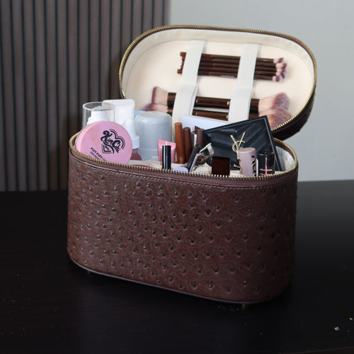 Ostrich Vanity Case – Travel Makeup Bag | Clove PIQUÉ CASES
