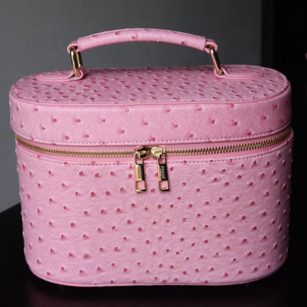 Ostrich Vanity Case – Travel Makeup Bag | Lychee PIQUÉ CASES