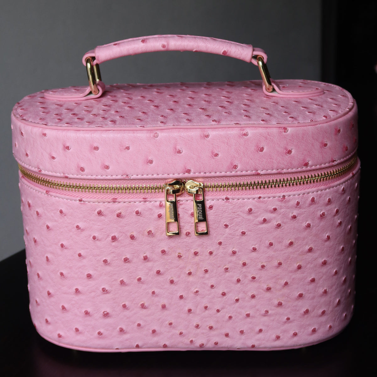 Ostrich Vanity Case – Travel Makeup Bag | Lychee PIQUÉ CASES