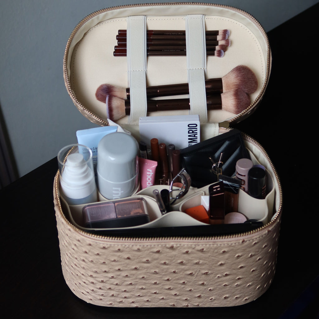 Ostrich Vanity Case – Travel Makeup Bag | Chai PIQUÉ CASES