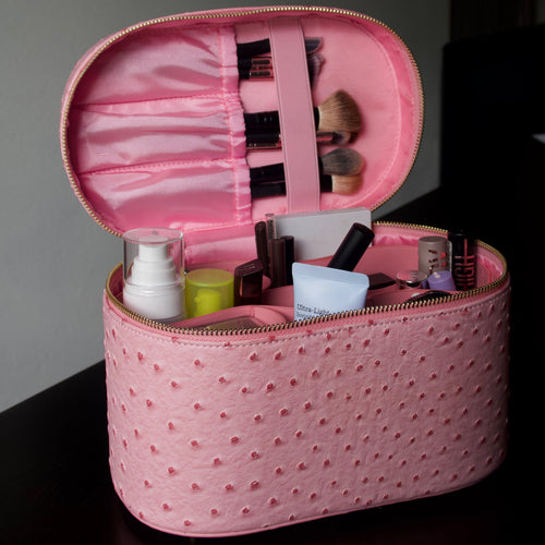 Ostrich Vanity Case – Travel Makeup Bag | Lychee PIQUÉ CASES