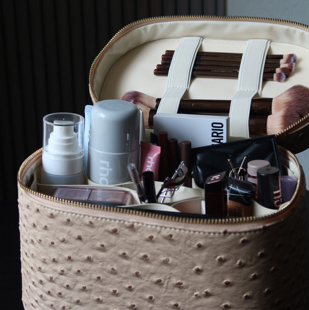 Ostrich Vanity Case – Travel Makeup Bag | Chai PIQUÉ CASES