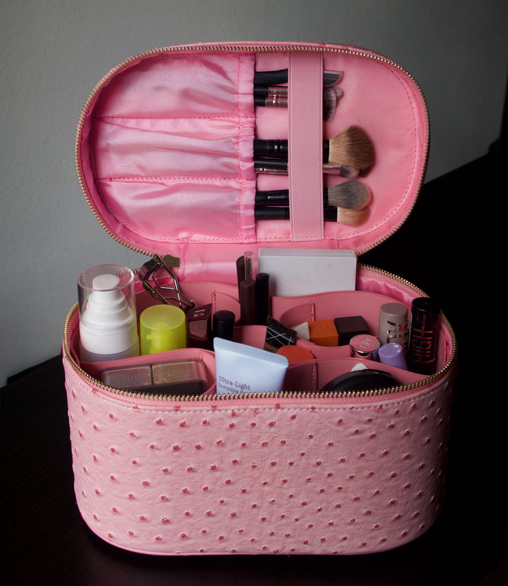 Ostrich Vanity Case – Travel Makeup Bag | Lychee PIQUÉ CASES