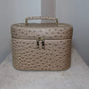 The Vanity Case – Travel Makeup Bag & Cosmetic Case with Ostrich Leather - Chai PIQUÉ CASES