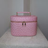 The Vanity Case – Travel Makeup Bag & Cosmetic Case with Ostrich Leather - Lychee PIQUÉ CASES